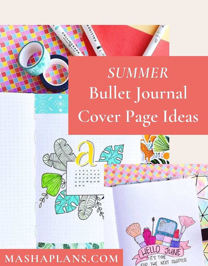 Summer Bullet Journal Cover Page Ideas | Masha Plans