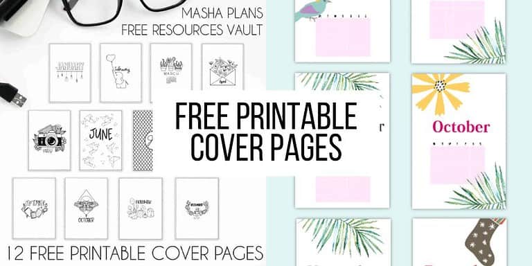 Free Bullet Journal Cover Page Printables