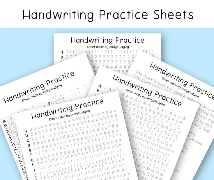 Cute Handwriting Practice Sheets