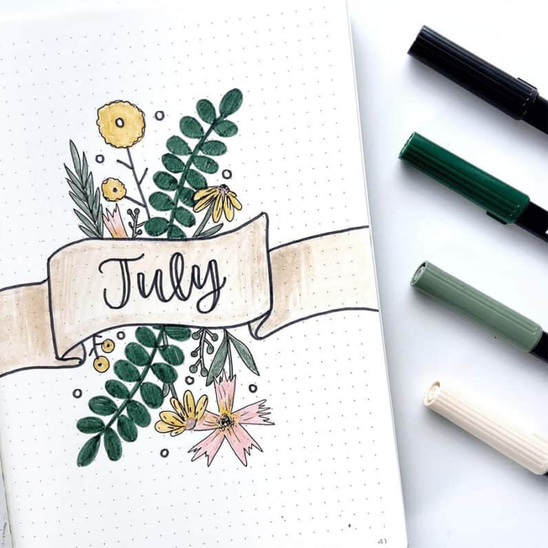 11 Inspiring July Bullet Journal Cover Page Ideas | Masha Plans