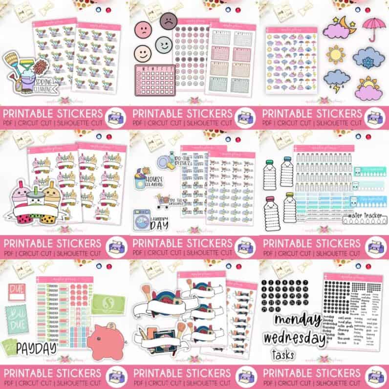  Days of the Week Calendar Stickers, Journaling and Planner  Stickers, 0.4 tall, 6 sheets, 432 stickers, Functional Planning Stickers  (Black Lettering) : Handmade Products