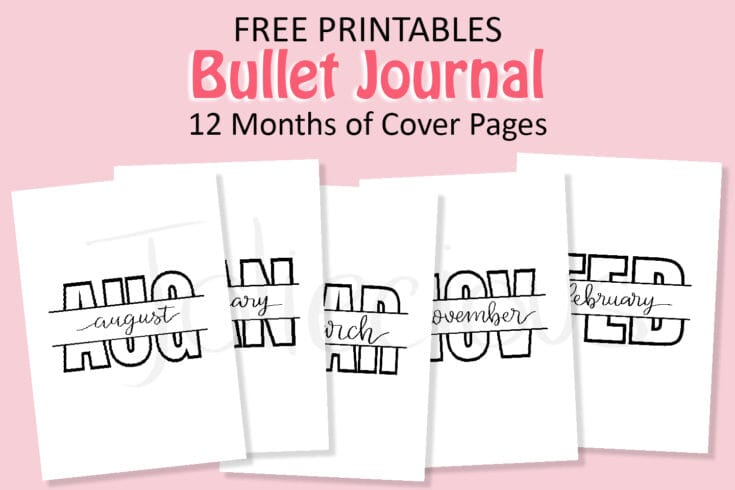 MONTHLY & YEARLY COVERS Printable Bullet Style Journal Template