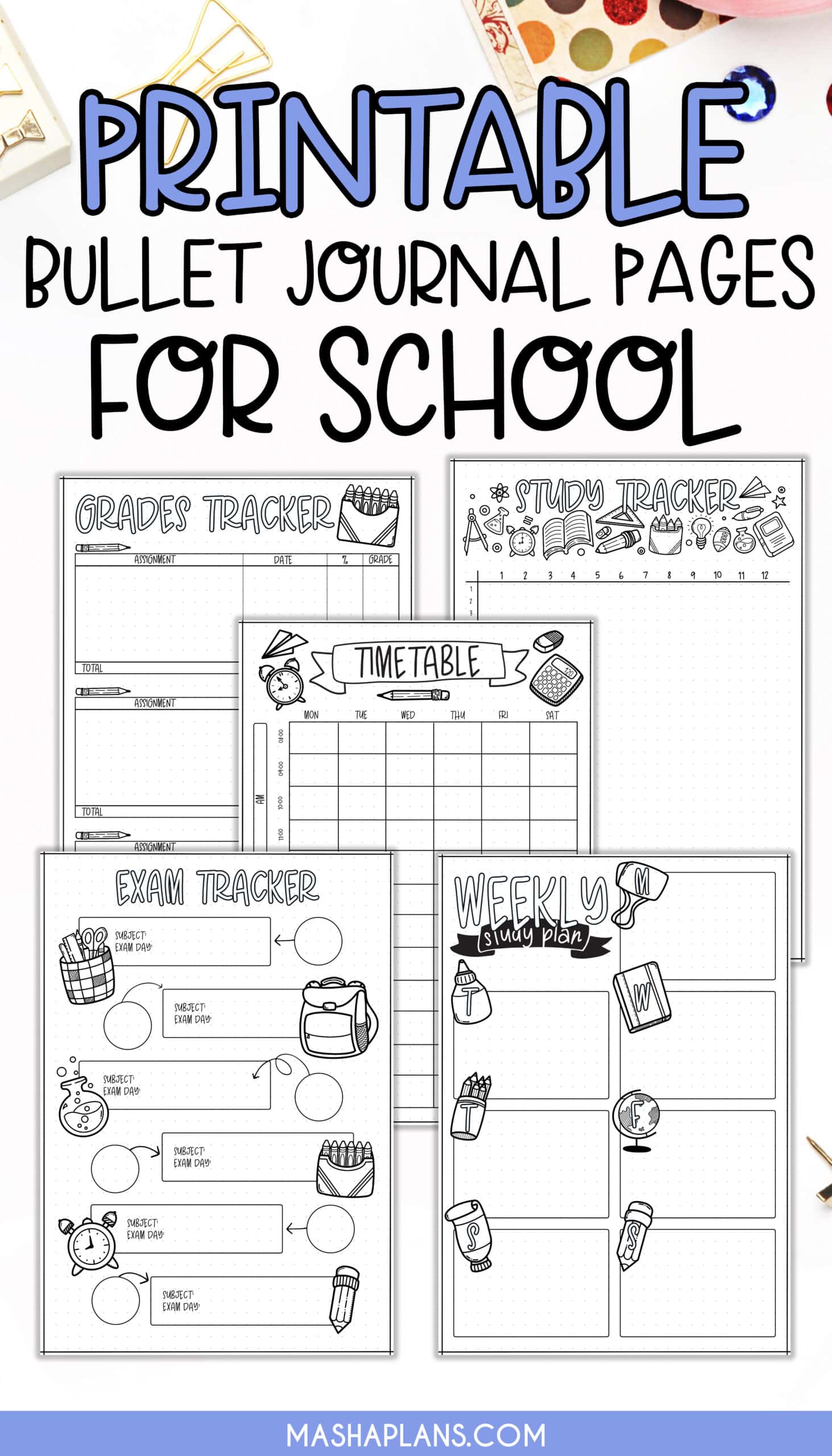 School Bullet Journal Printables Masha Plans