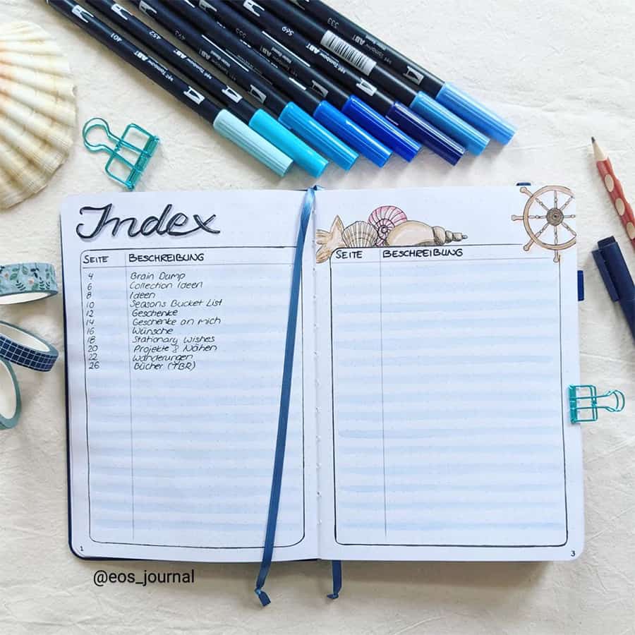 13 Bullet Journal Index Page Ideas
