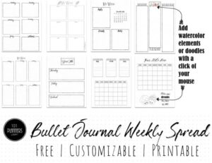 Free Printable Bullet Journal Weekly Spreads
