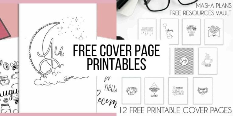 Free Bullet Journal Monthly Cover Page Printables