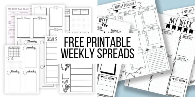 Free Printable Bullet Journal Weekly Spreads