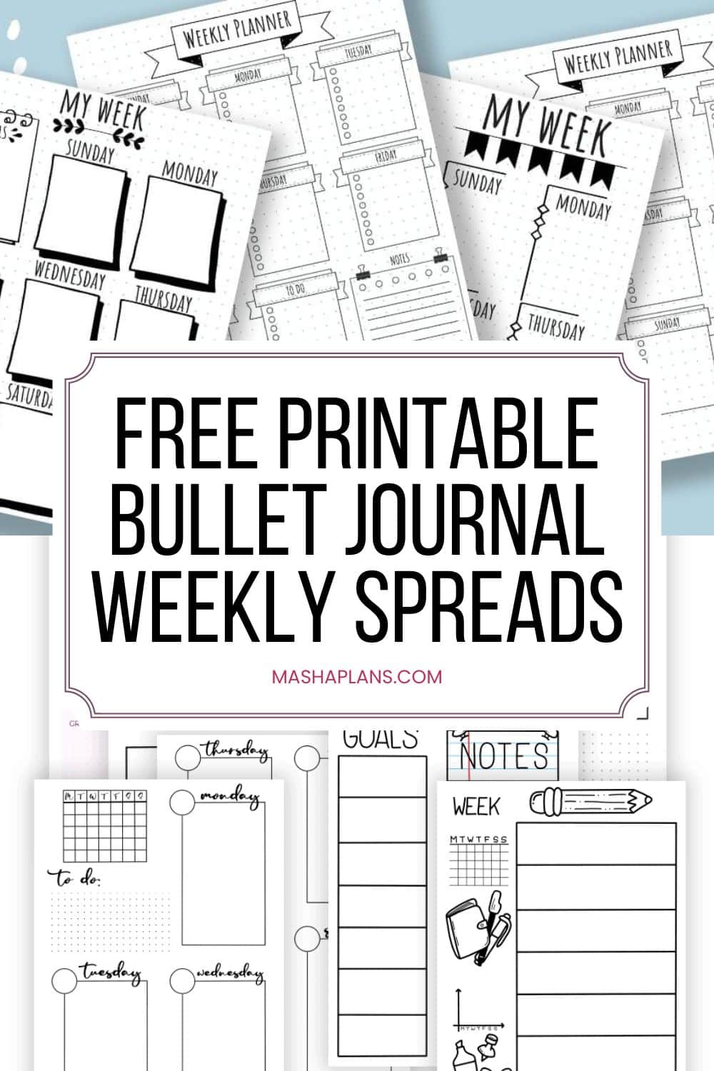 Free Printable Bullet Journal Weekly Spreads