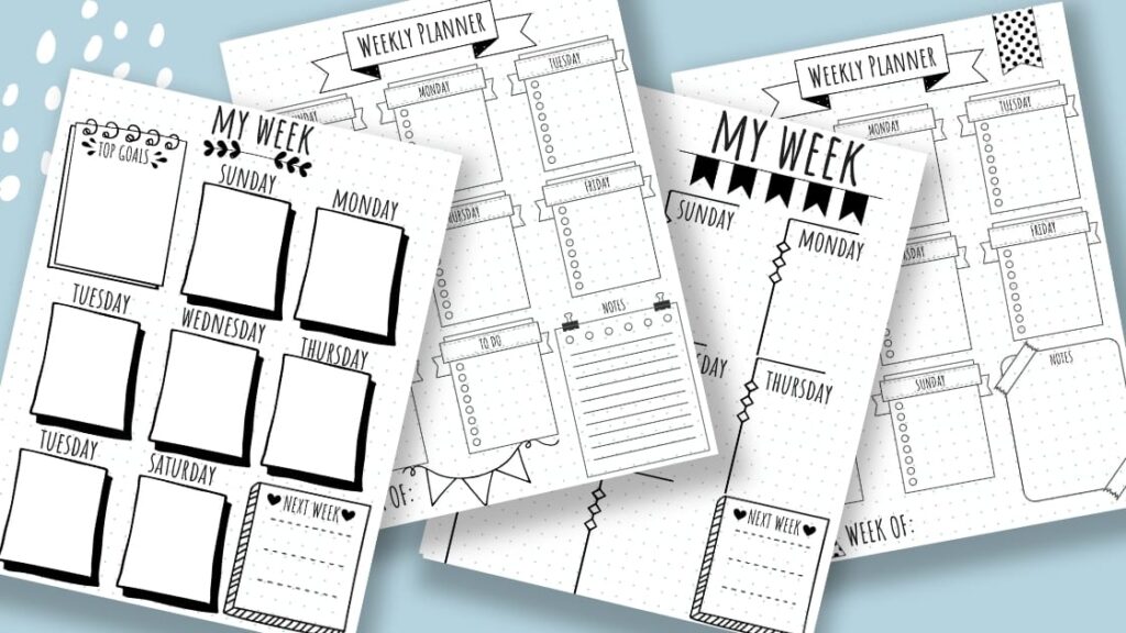 Free Printable Bullet Journal Weekly Spreads