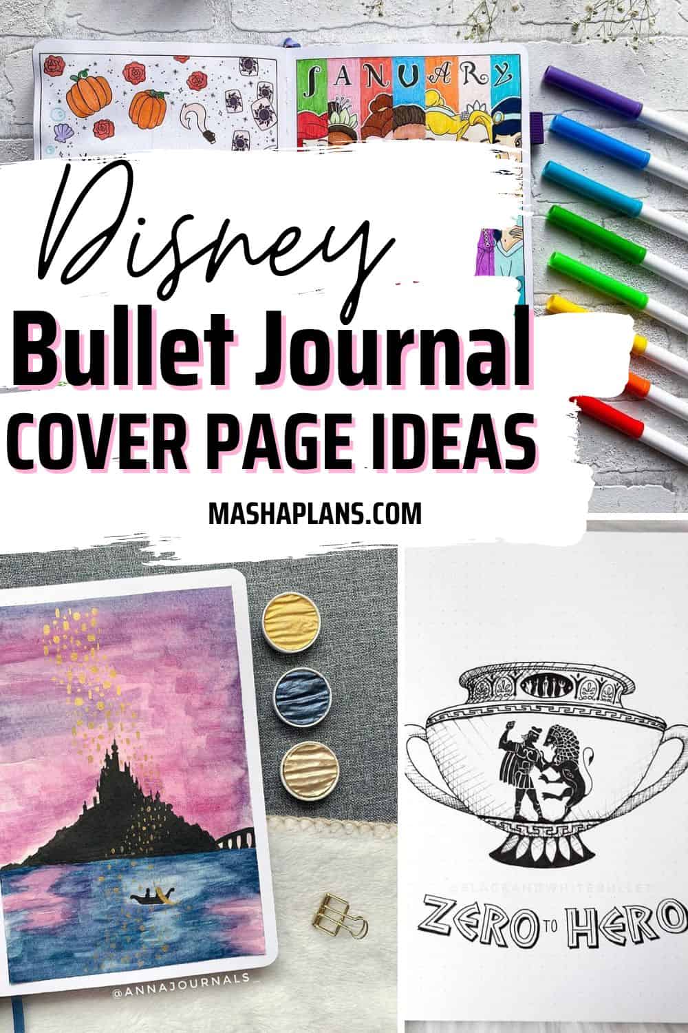 13 Bullet Journal Disney Cover Page Ideas