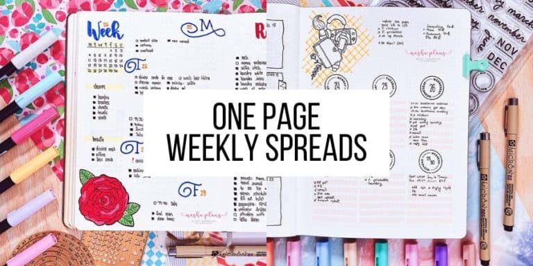 One Page Bullet Journal Weekly Spread Inspirations