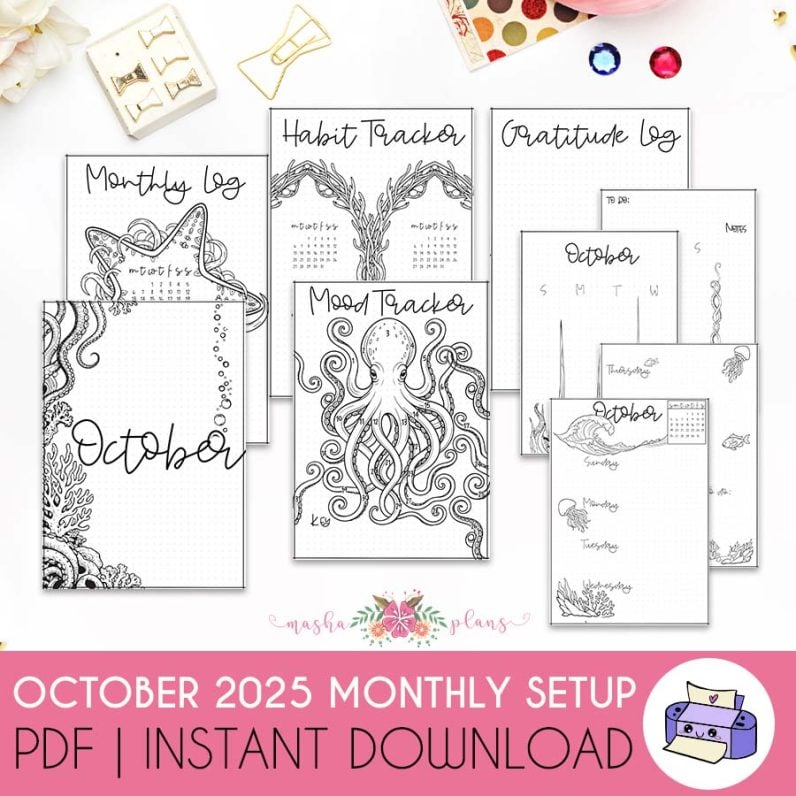 October 2025 Printable Bullet Journal Setup