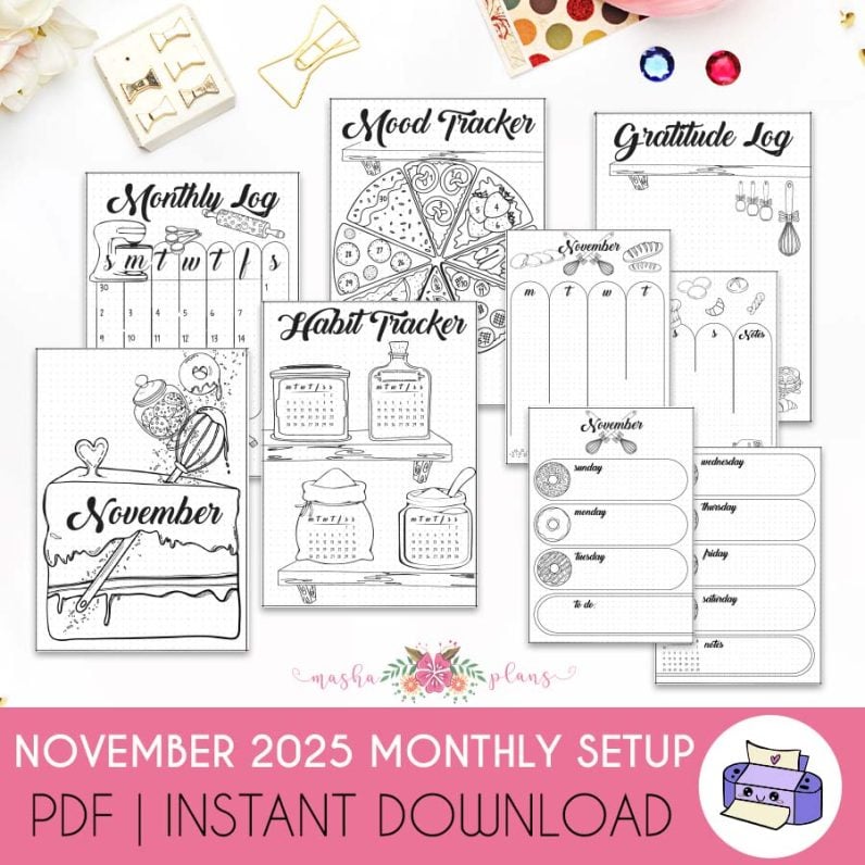 November 2025 Printable Bullet Journal Setup