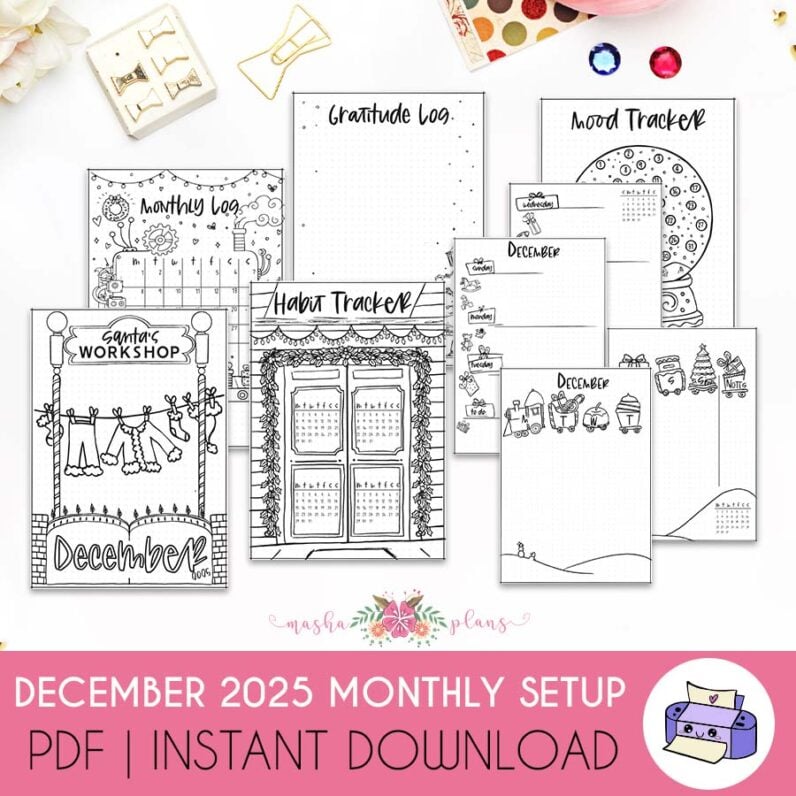 December 2025 Printable Bullet Journal Setup