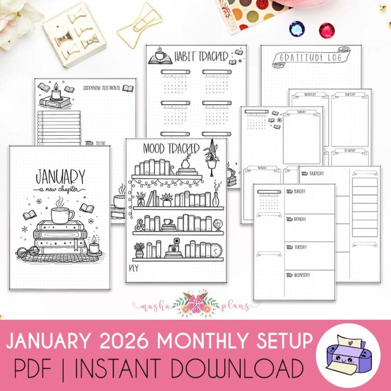 January 2026 Printable Bullet Journal Setup
